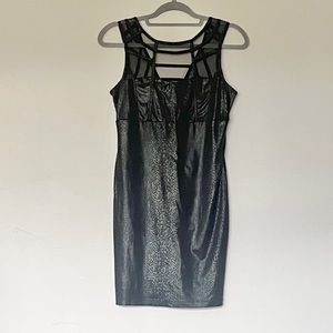 Black Cocktail Dress Snakeskin Pattern | M